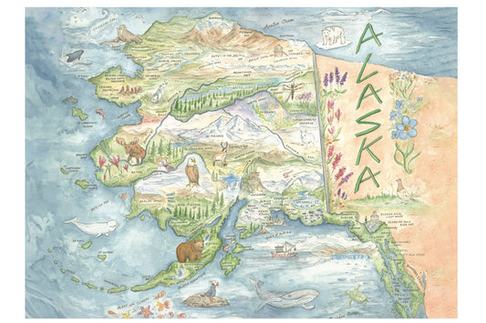 Alaska State Map - Hiker Booty Postcar
