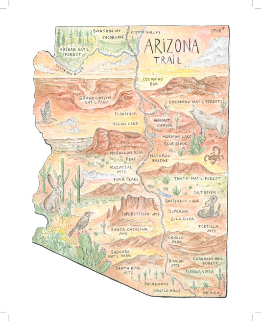 Arizona Trail Map - Hiker Booty Postcard
