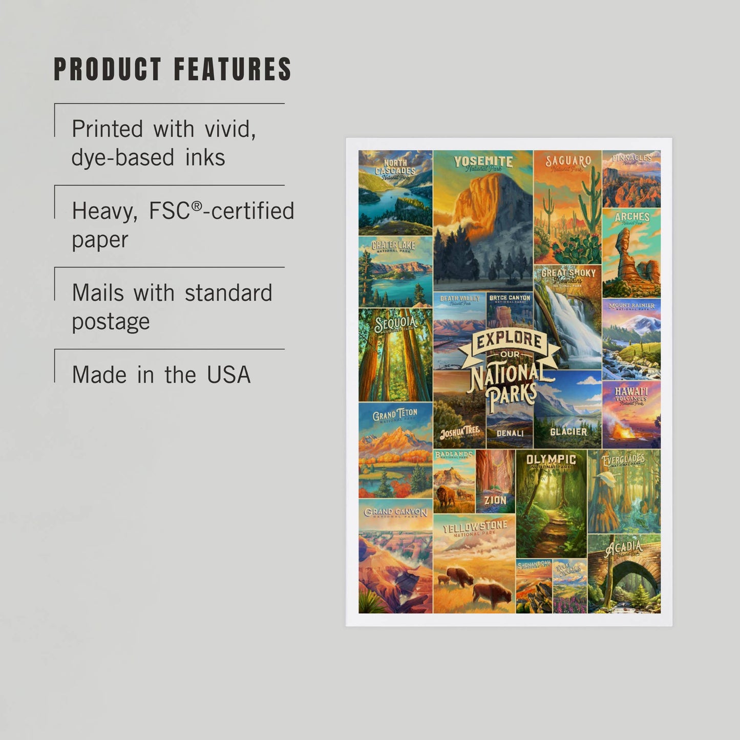 Oil Painting National Park Series Collage -  LanternPress postcard