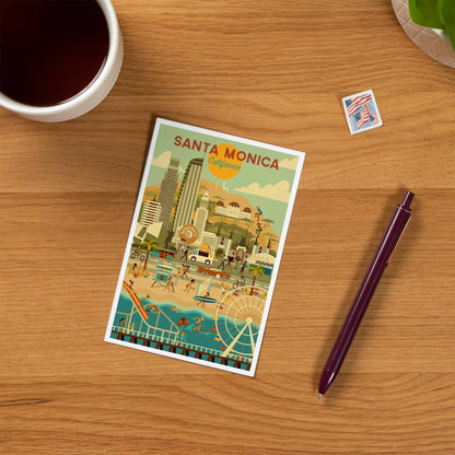 Santa Monica, California, Geometric - Lantern Press Postcard