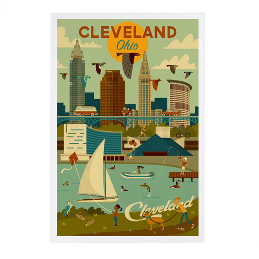 Cleveland, Ohio, Geometric, Downtown  - Lantern Press Postcard
