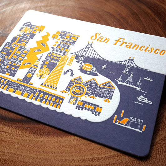 San Francisco- Letterpress Travel Postcard - Ditto Ditto