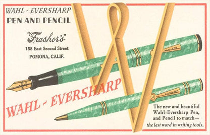 Fountain Pen and Pencil Set - Found Image postcard