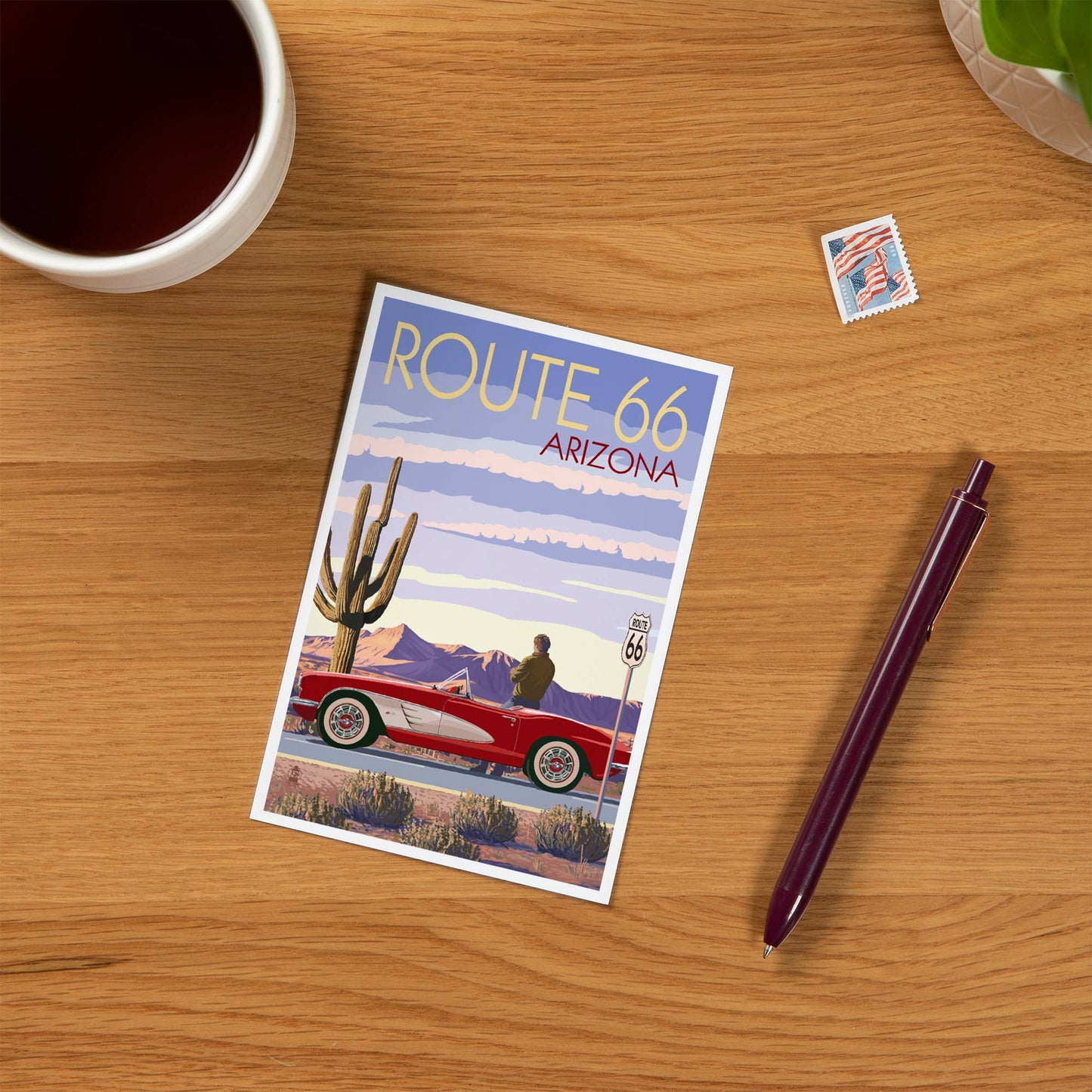 Arizona, Route 66, Classic Car - LanternPress postcard