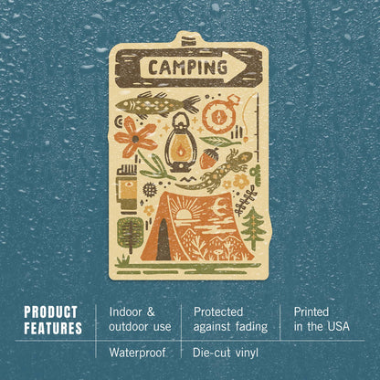 Boho Colorblock, Camping, Beacon - vinyl sticker - Lantern Press