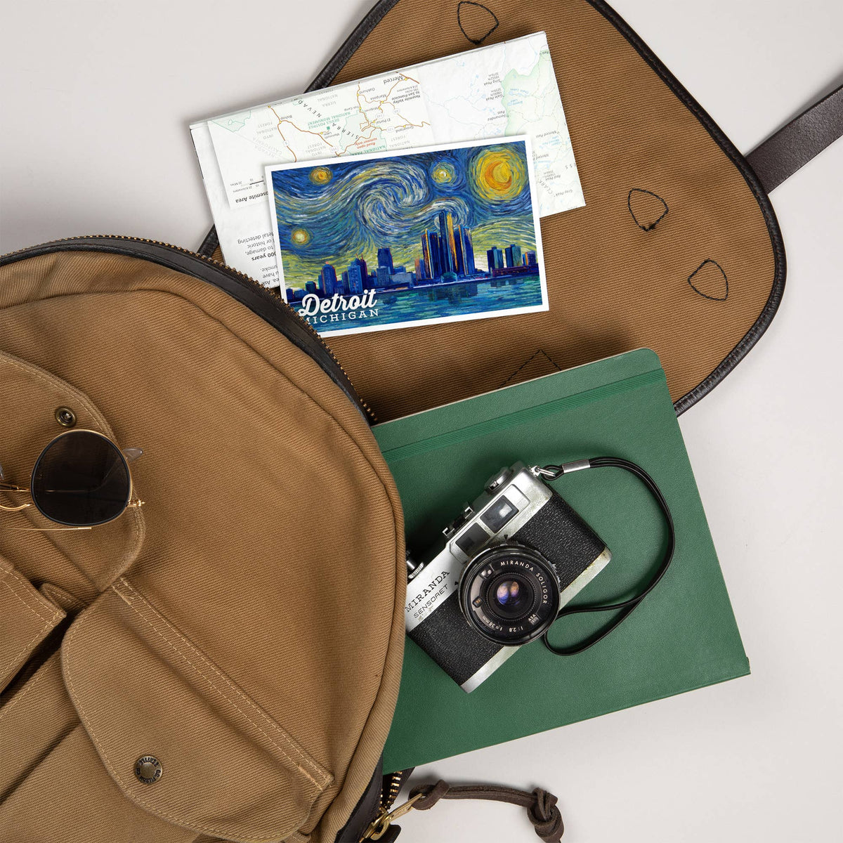 Detroit, Michigan, Starry Night Series - Lantern Press Postcard