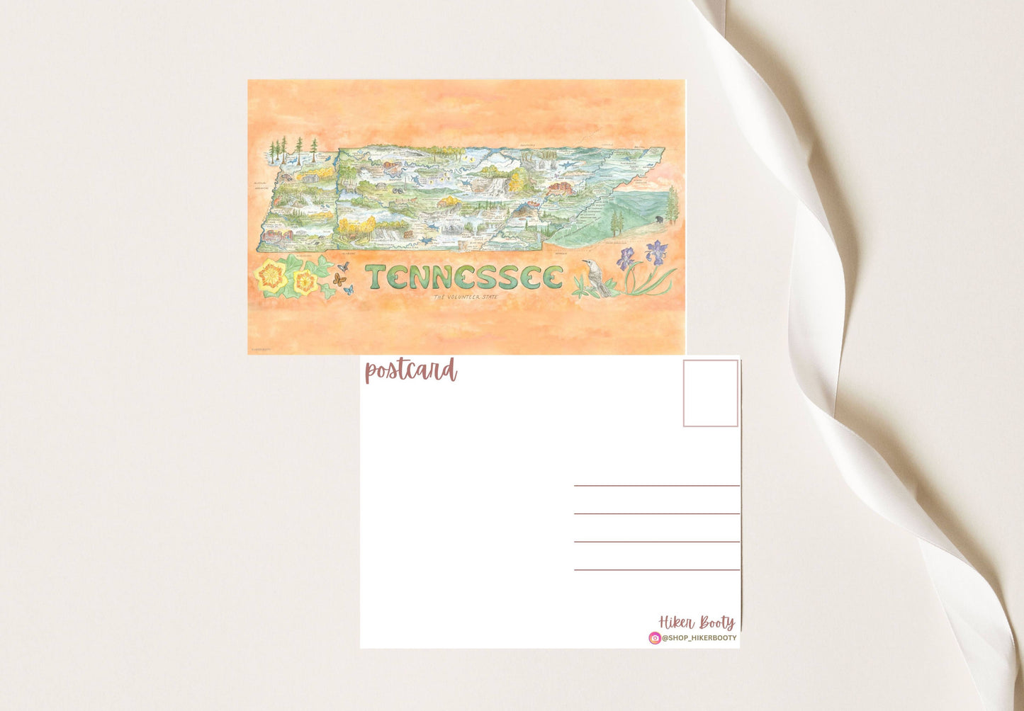 Tennessee State Map - Hiker Booty Postcard