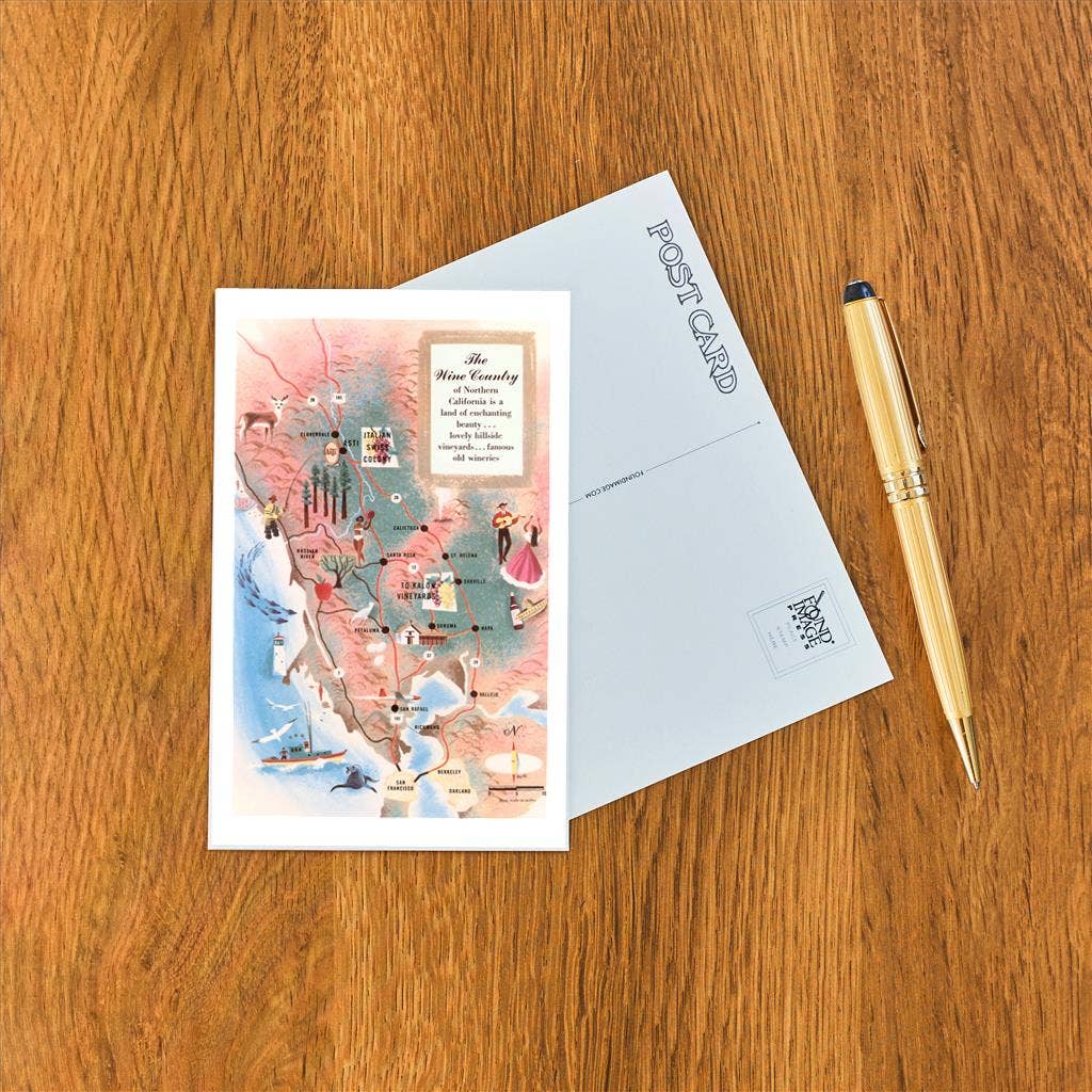 Map of California Wine Country - Found Image postcard