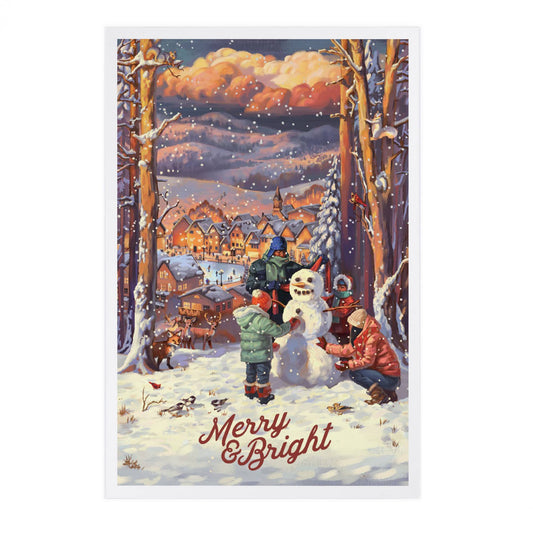Merry & Bright, Vintage Snowman Sentiment - Lantern Press Postcard