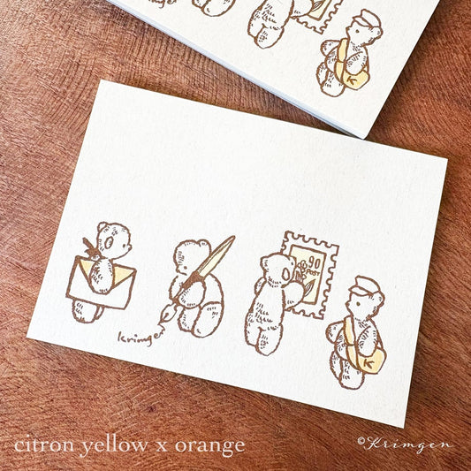 Letter Bears memo pad （Citron Yellow x Orange) - Krimgen Memo Pad