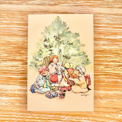 Three kids opening gifts - Krimgen postcard