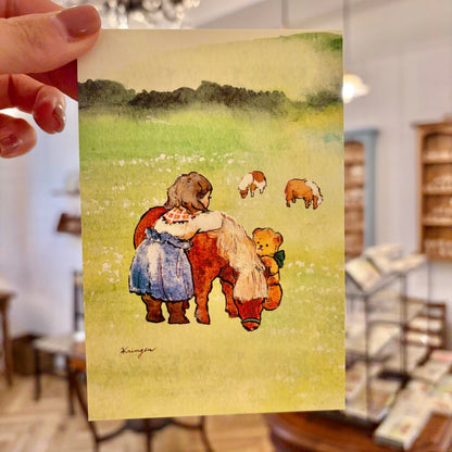 Miniature horse and Girl (Farm) - Krimgen postcard