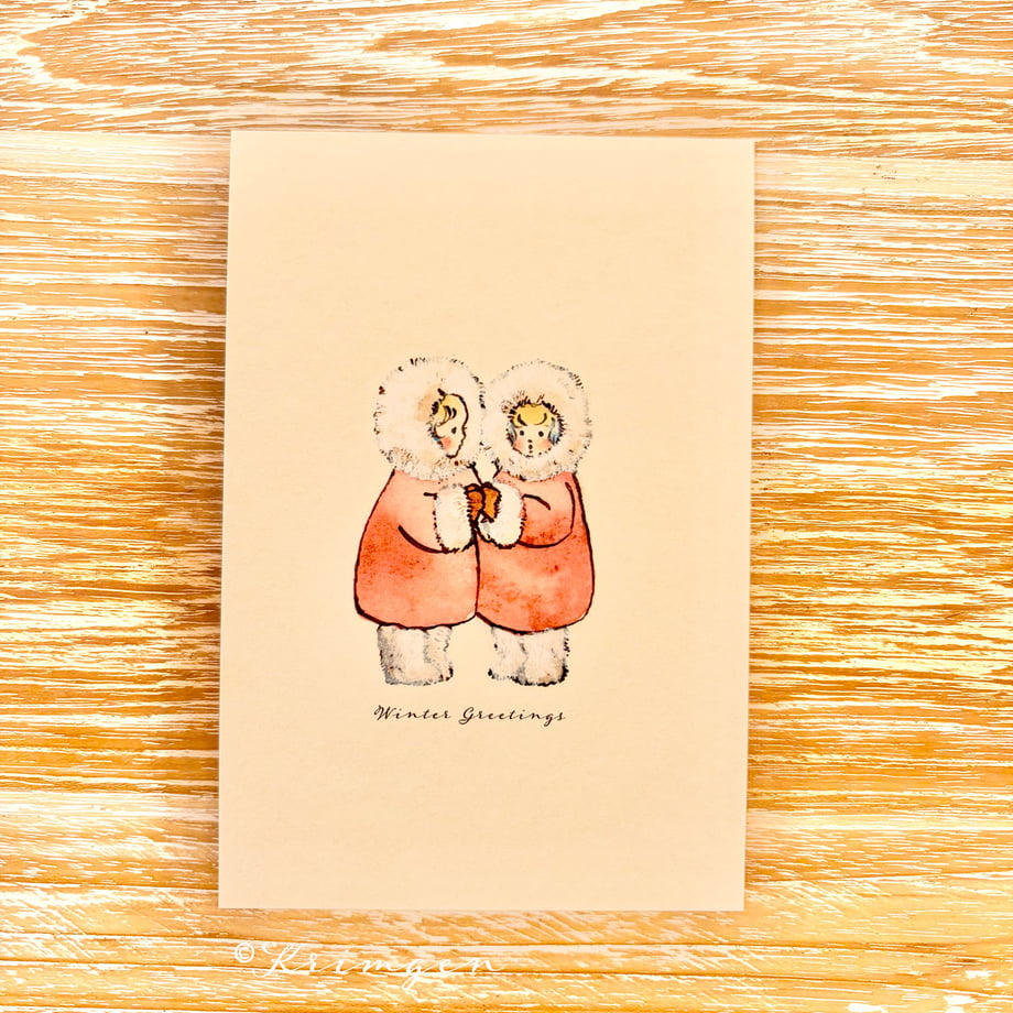 Winter Greetings (twin stars) - Krimgen postcard
