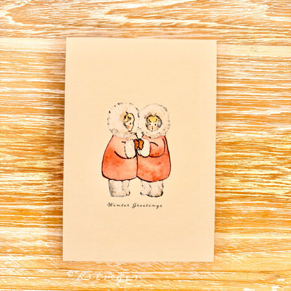 Winter Greetings (twin stars) - Krimgen postcard