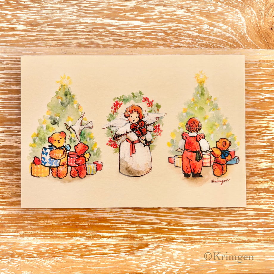 Angel and Christmas tree - Krimgen postcard