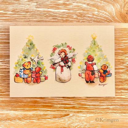 Angel and Christmas tree - Krimgen postcard