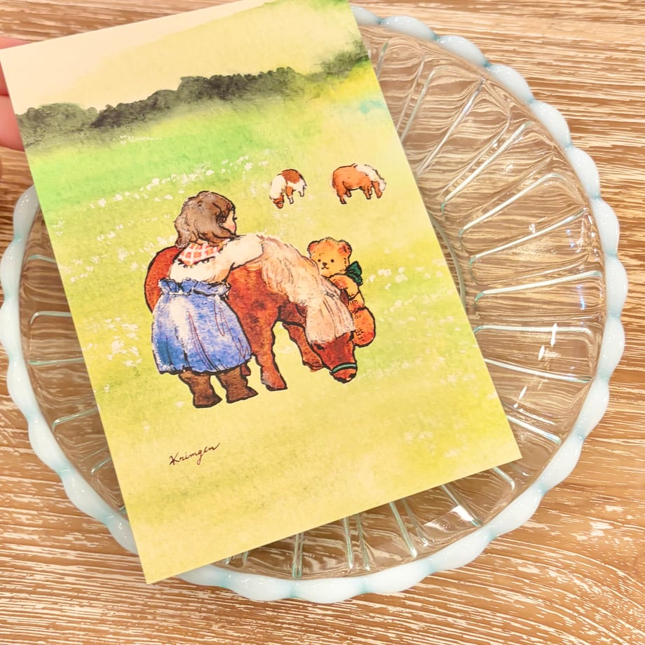 Miniature horse and Girl (Farm) - Krimgen postcard