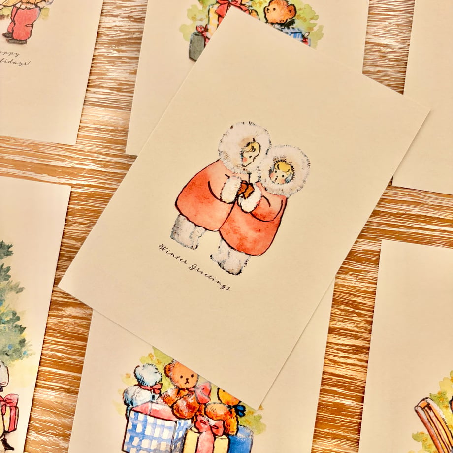 Winter Greetings (twin stars) - Krimgen postcard