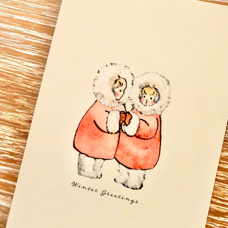 Winter Greetings (twin stars) - Krimgen postcard