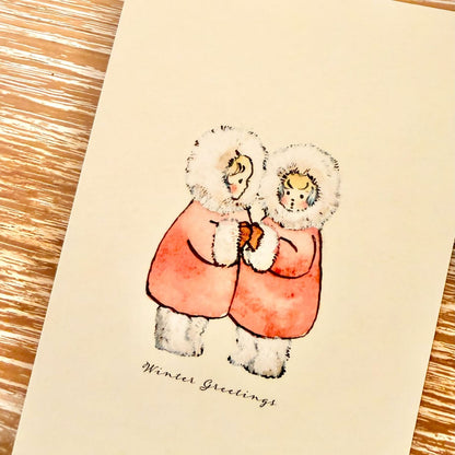 Winter Greetings (twin stars) - Krimgen postcard