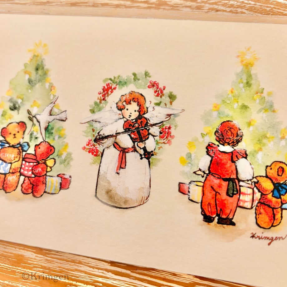 Angel and Christmas tree - Krimgen postcard