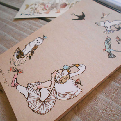 鳥たちの  ballet girl and bird - Krimgen Memo Pad