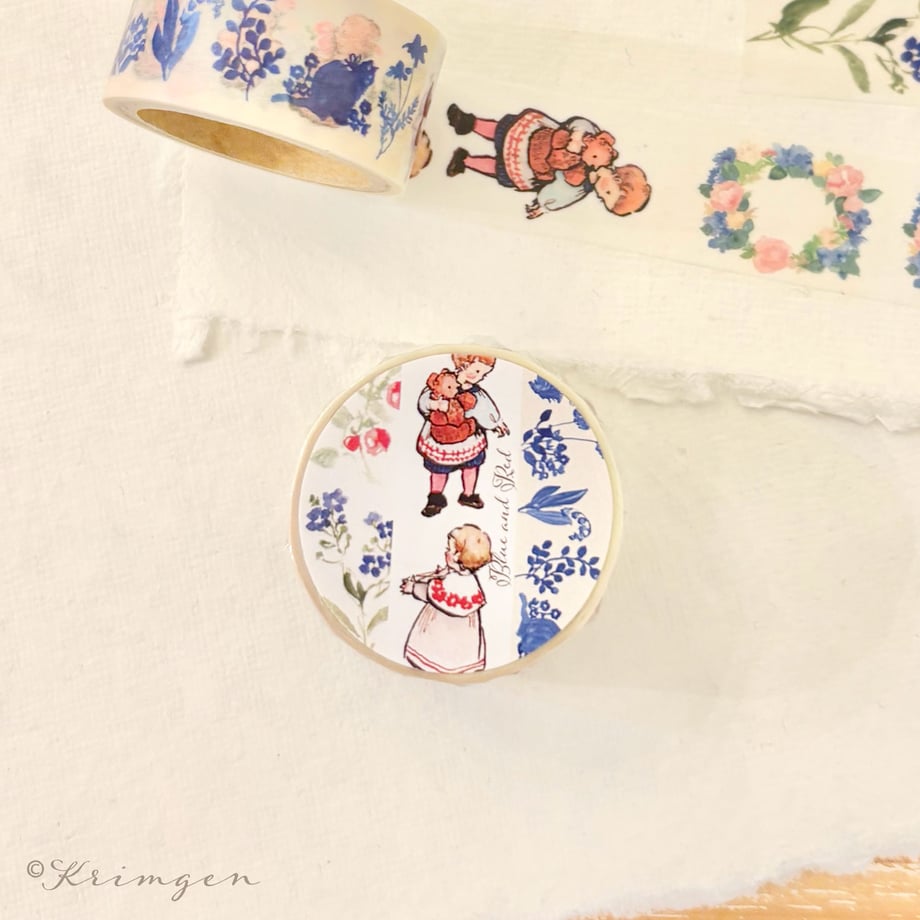 "Blues and Red" - Krimgen Washi tape with Perforations