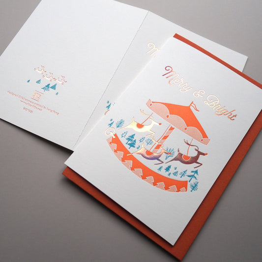 merry & bright - letterpress notecard - Ditto Ditto