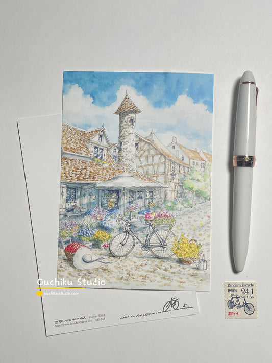 Flower shop   - Shinya Uchida Postcard