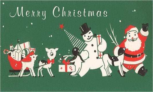 Merry Christmas, Santa, Snowman, Etc. - Vintage Image, Postcard