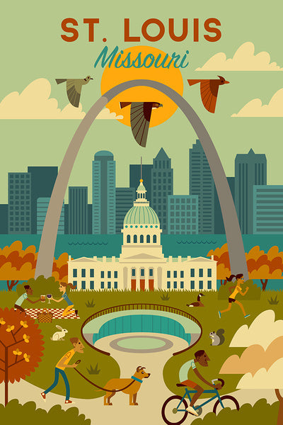 St. Louis, Missouri - Geometric National Park Series - Lantern Press Postcard