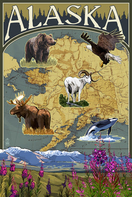 Alaska - Topographical Map - Lantern Press Postcard