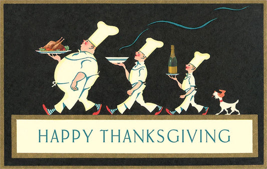 Happy Thanksgiving, Procession of Chefs - Vintage Image - Found Image Postcard