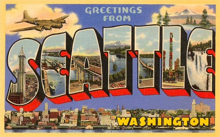 Greetings from Seattle - Vintage Image, Postcard