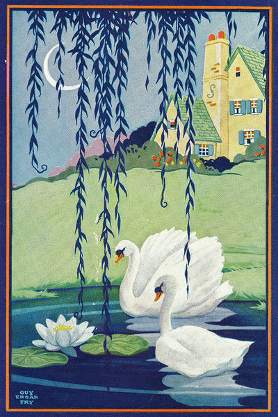 View of Two White Swans LanternPress Postcard